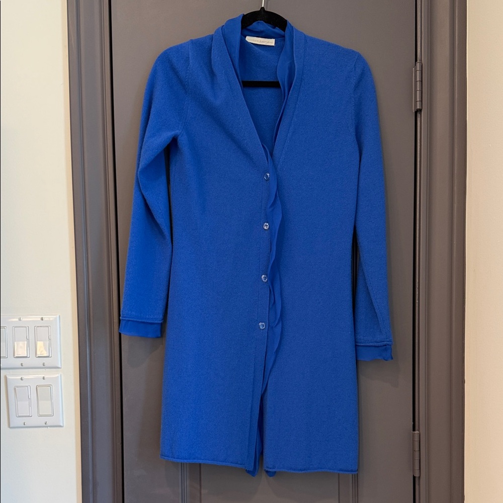 Manrico Cashmere Royal Blue Long Button Front Cardigan